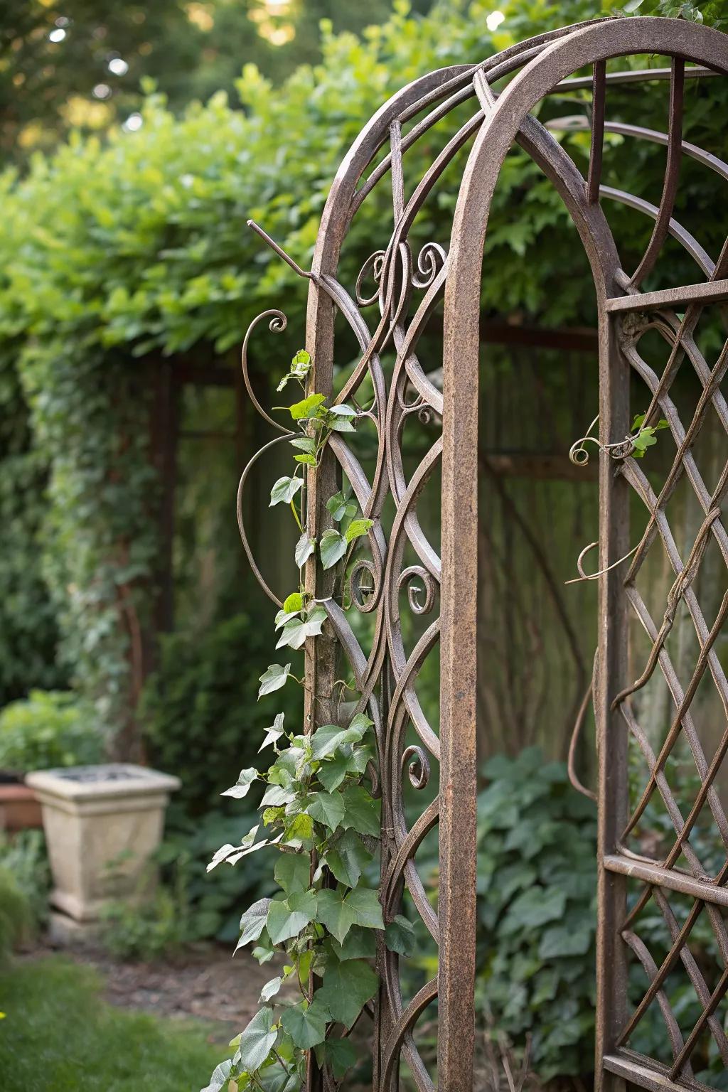 Elevate your garden with a touch of craftsmanship: A stunning metal fence trellis.
