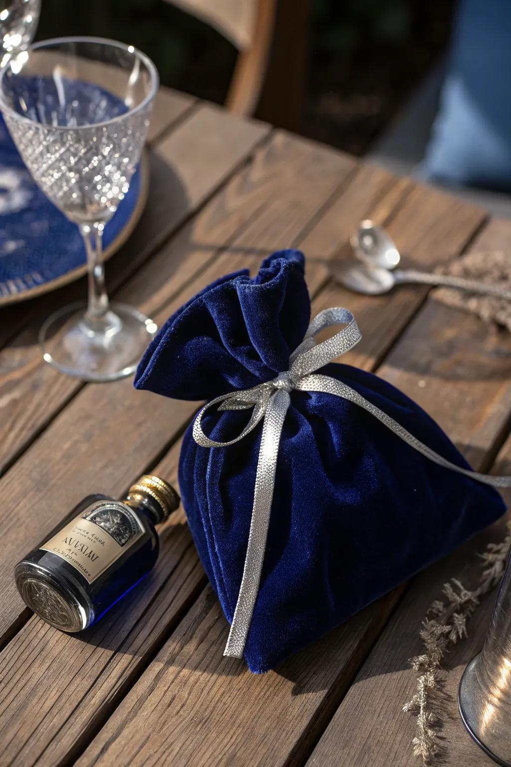 Elevate your gifting game through sophisticated silken pouches – the quintessential nuance of opulence for miniature spirit vessels.