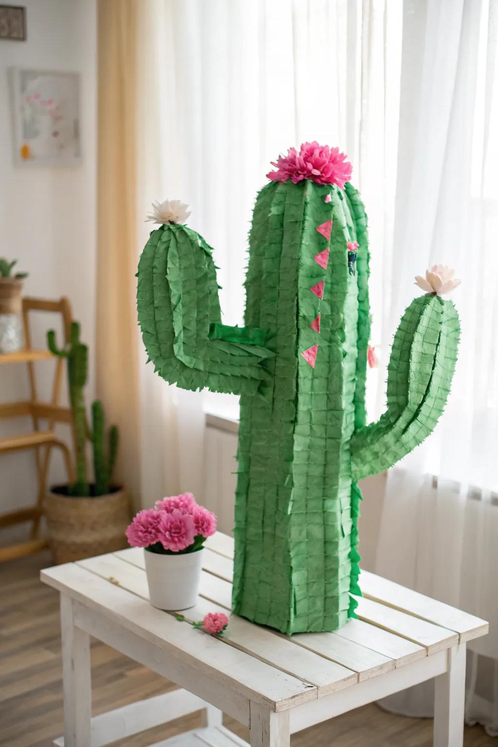 Introduce a hint of desert whimsy to your celebration with this charming cactus piñata!