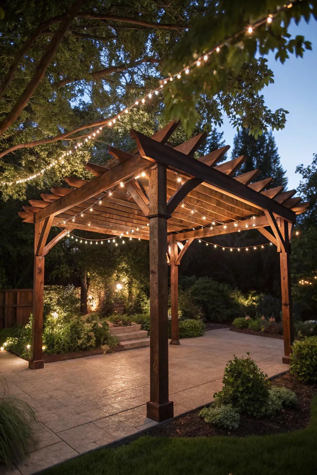 Transform your evenings with this handcrafted freestanding canopy, perfect for cozy gatherings under the stars.