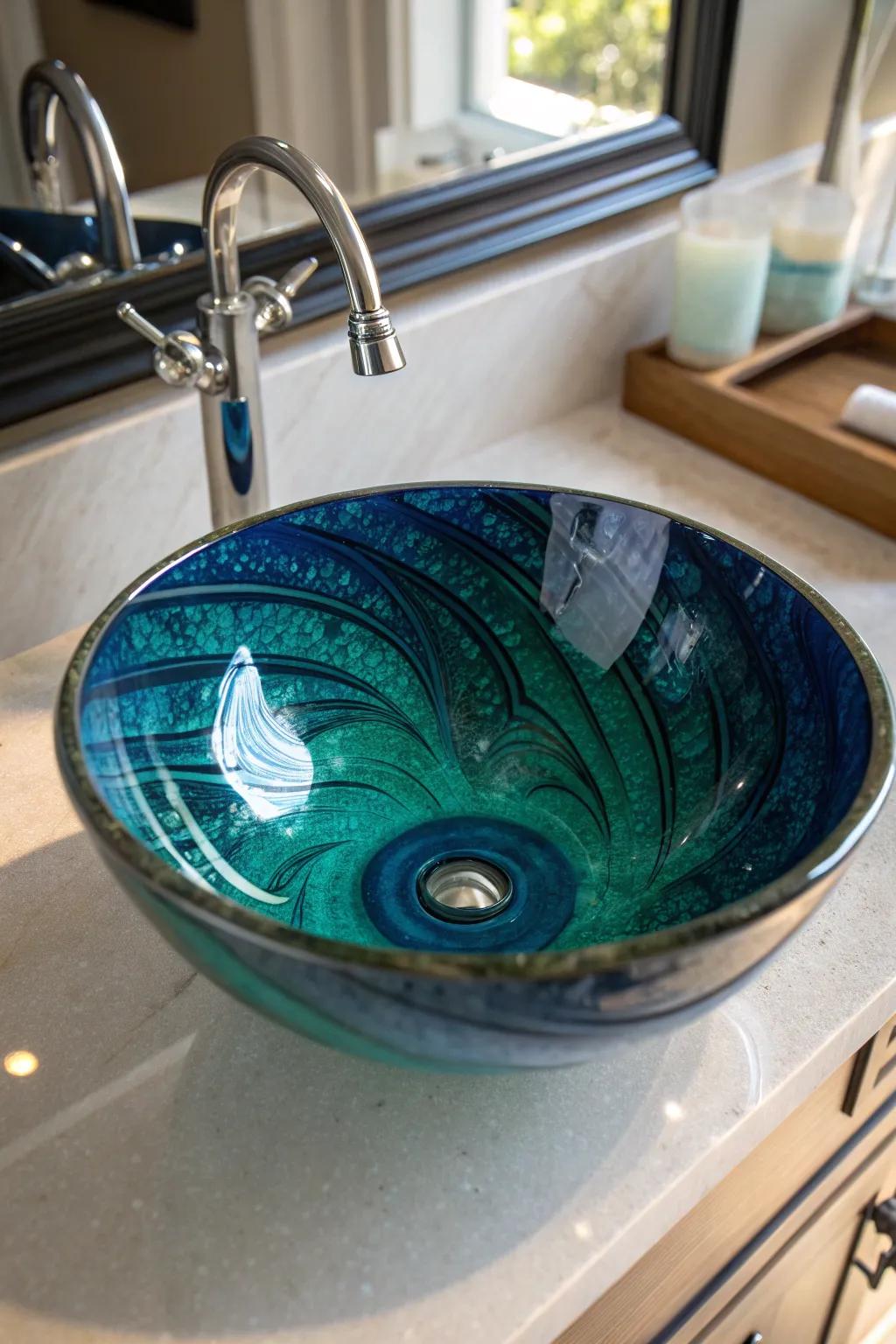 Transform your washroom with the sophistication of a handcrafted crystal bowl sink.