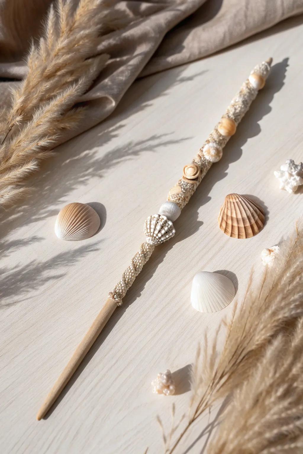 Forge your coastal reverie through marine shell accents, thereby achieving a soupçon of oceanic enchantment.