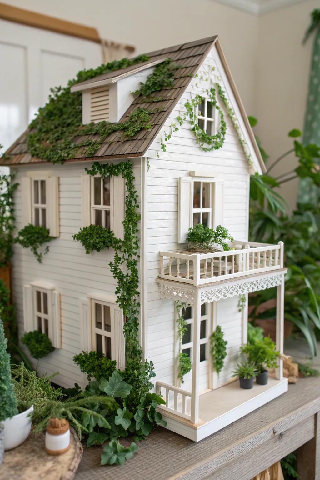 Embrace nature's allure with a hint of vegetation on your dollhouse cladding.