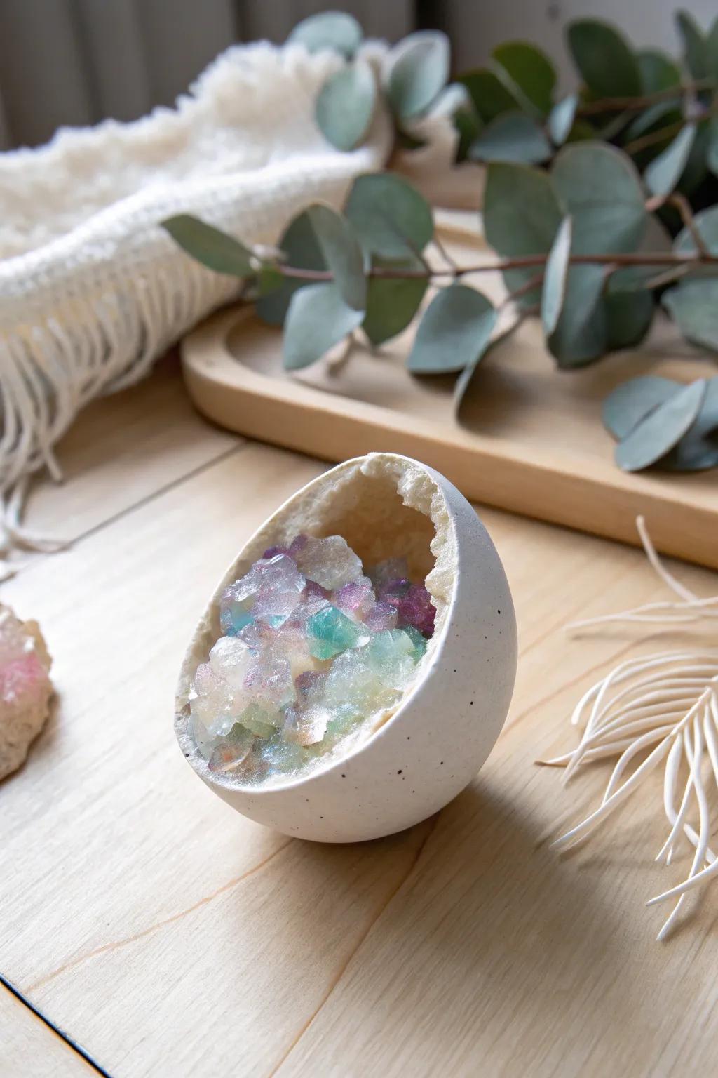 Fashion your personal dazzling ovum geodes – a magical fusion of science and artistry!