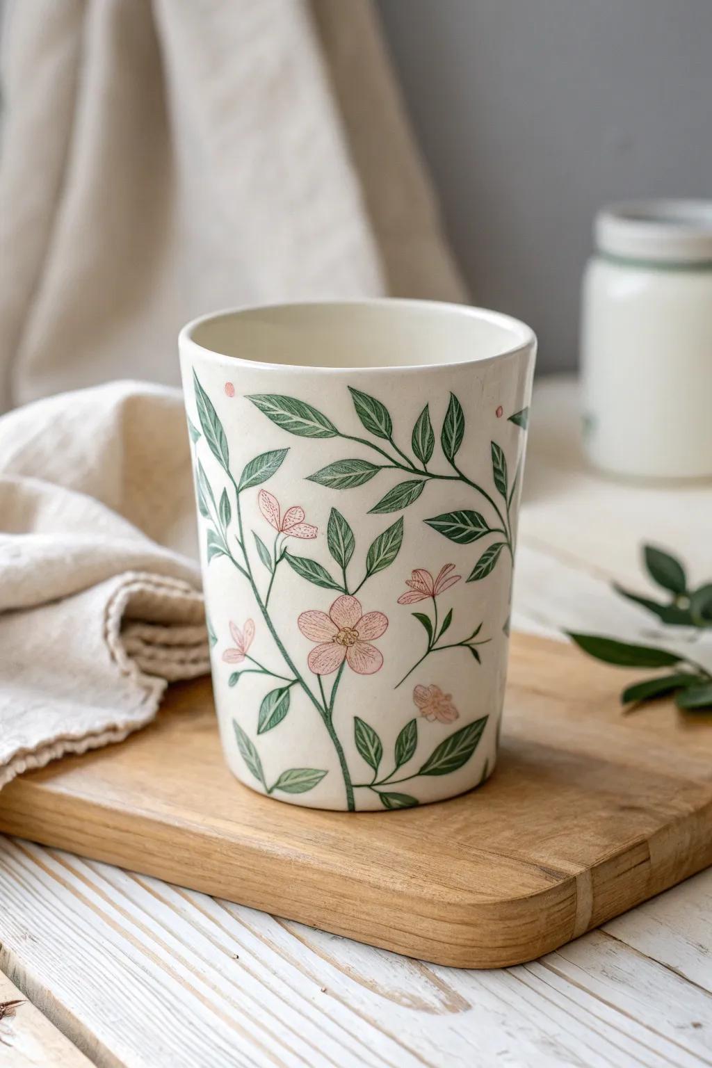 Embrace the splendor of nature via this graceful, nature inspired mug, optimal for a tranquil Easter celebration.