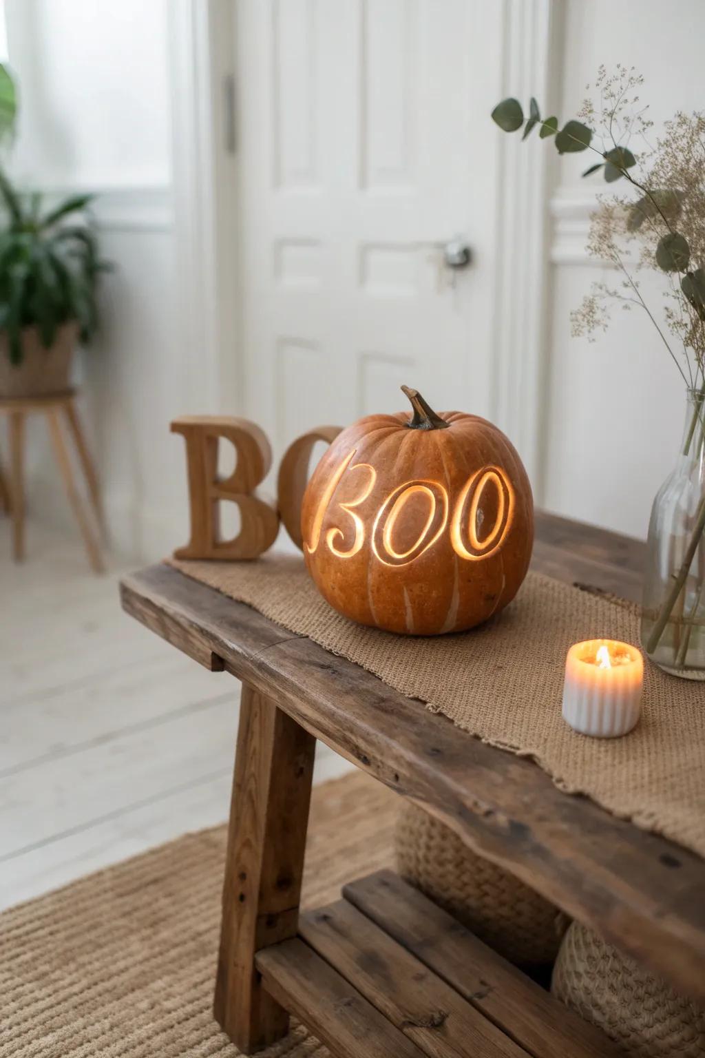 Elevate your seasonal ornamentation alongside a trace of typographic enchantment—fashion your missive into a gourd and permit it to radiate!