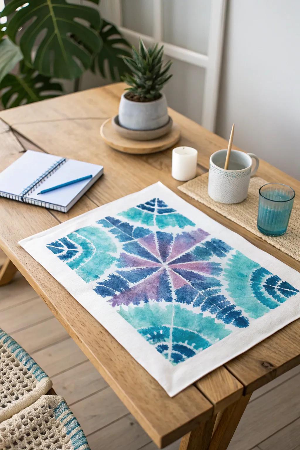 Uncover the elegance of Shibori-inspired aquarelle artwork—wherein simplicity encounters striking splendor.