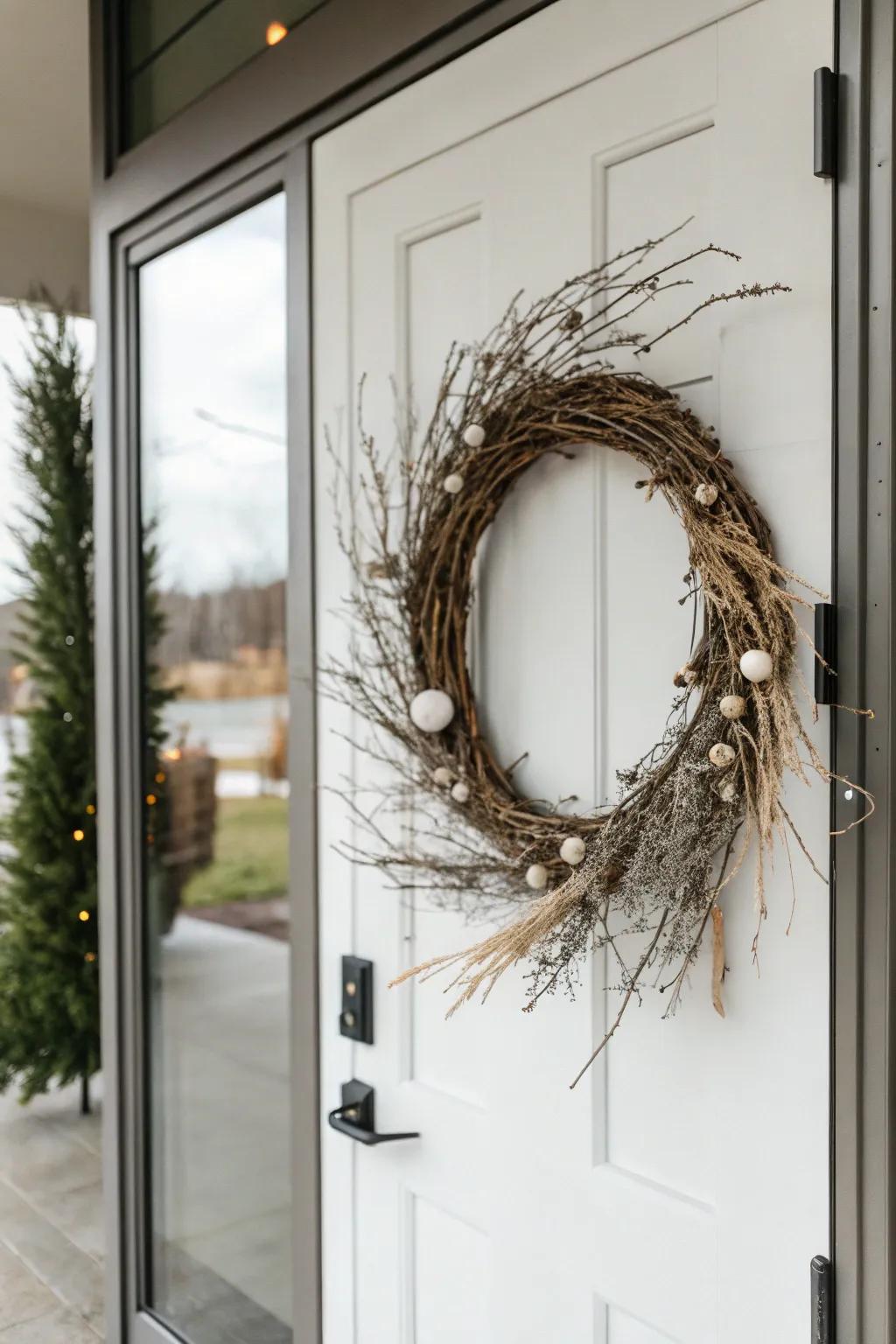 Minimalist designs provide a contemporary twist on farmhouse wreaths.