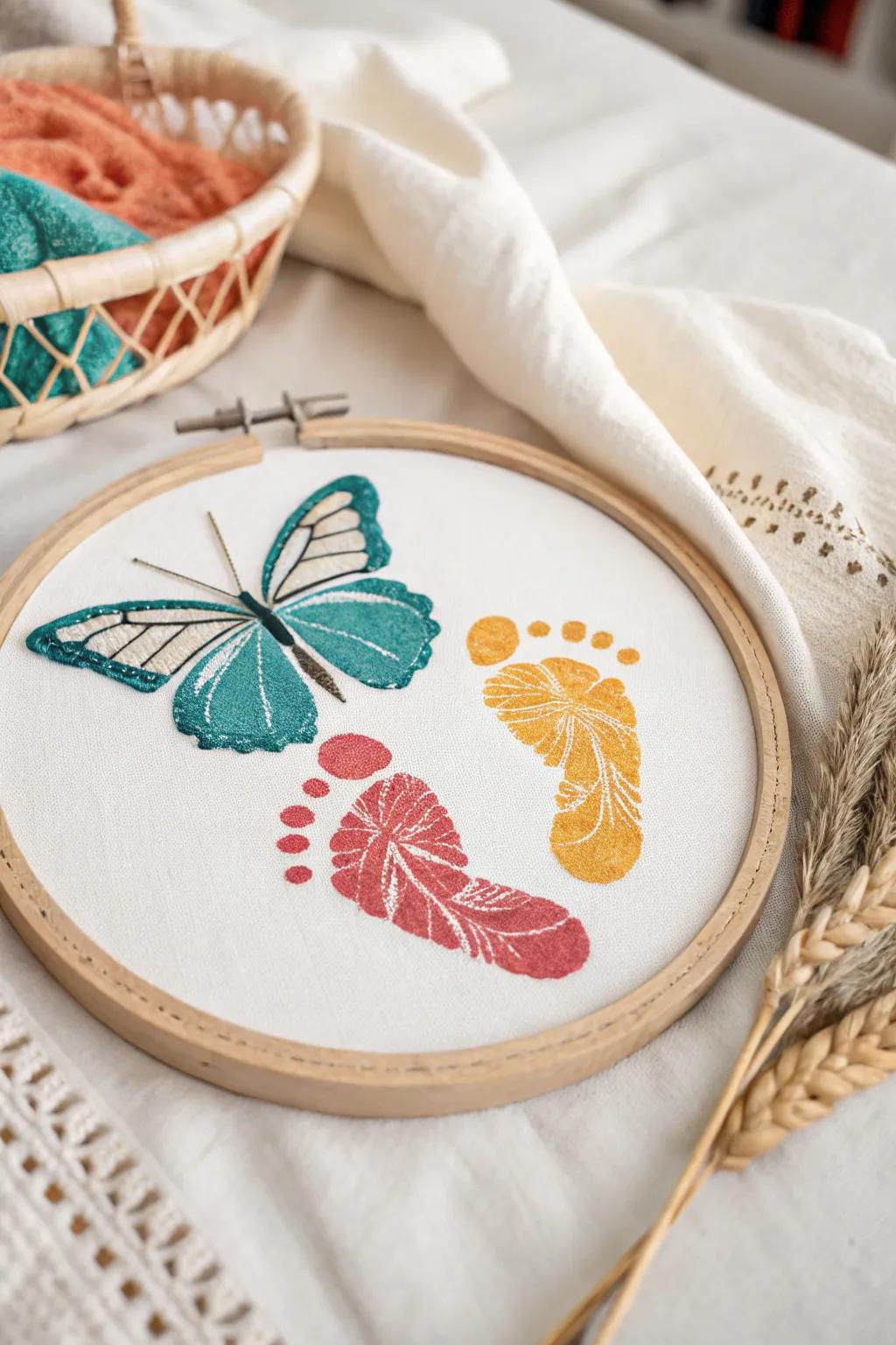 Transform tiny footprints into a heartwarming butterfly keepsake for Father's Day. A touch of love, a splash of color.