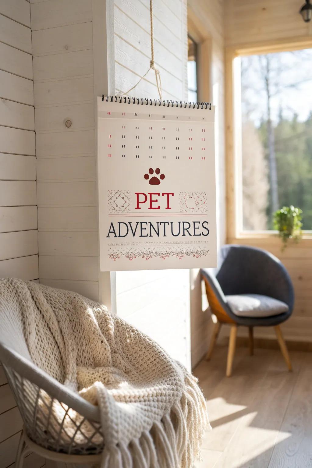 Design paw-some journeys with your furry companion using this chic Pet Outing Calendar!