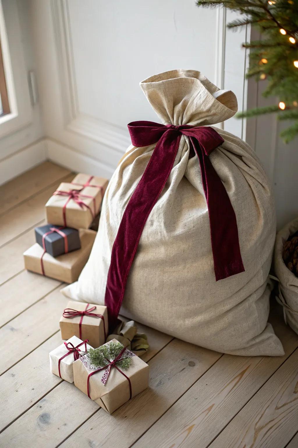Unbox the elation of surprises through an endearing Bedding Pouch Santa Sack – a pleasant blend of simplicity and poise.