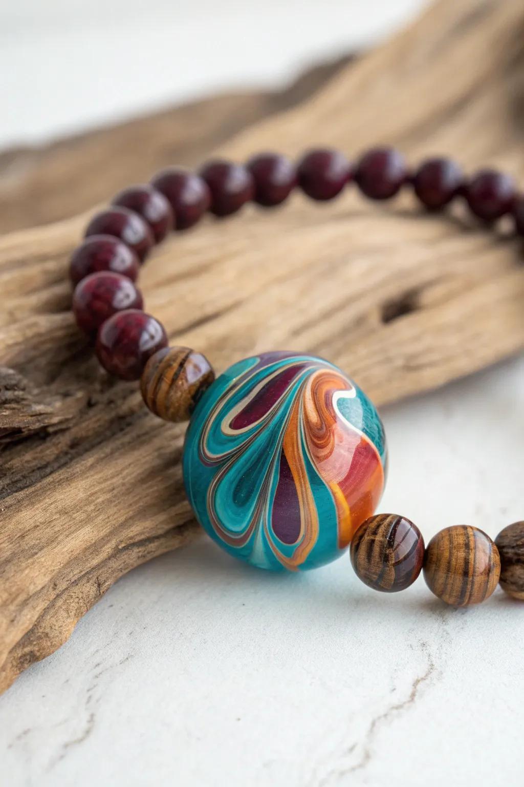 Magnify your style with this eye-catching conceptual bead bracelet—where minimalist aesthetics converge with dauntless artistry.