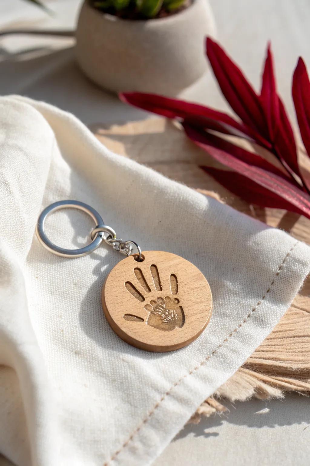 Carry a piece of love wherever you roam with this captivating handprint keychain, an immaculate fusion of simplicity and heartfelt artistry. 🌿✨ #MothersDayCraft #MinimalistBoho