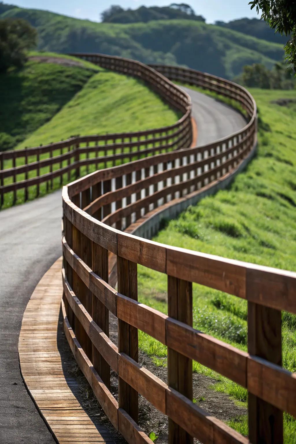Enhance your landscape with the enduring beauty of a curved horizontal fence.