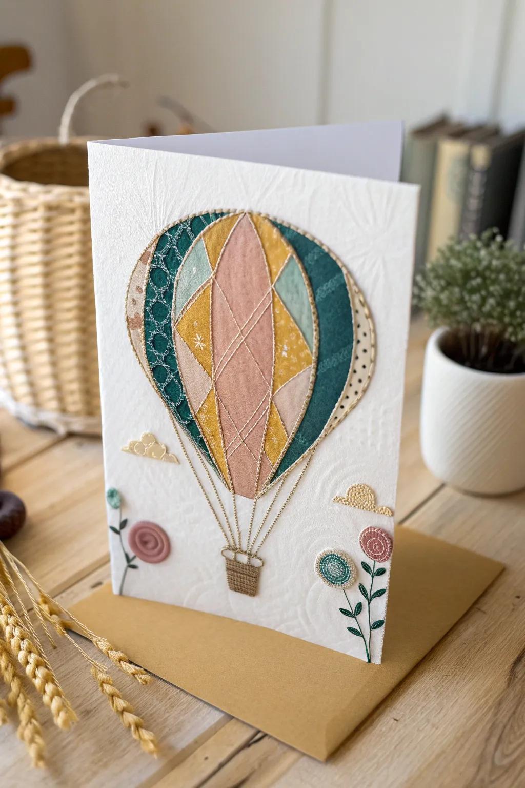 With lovely fabric balloon accents, give your cards a warm, elegant feel.