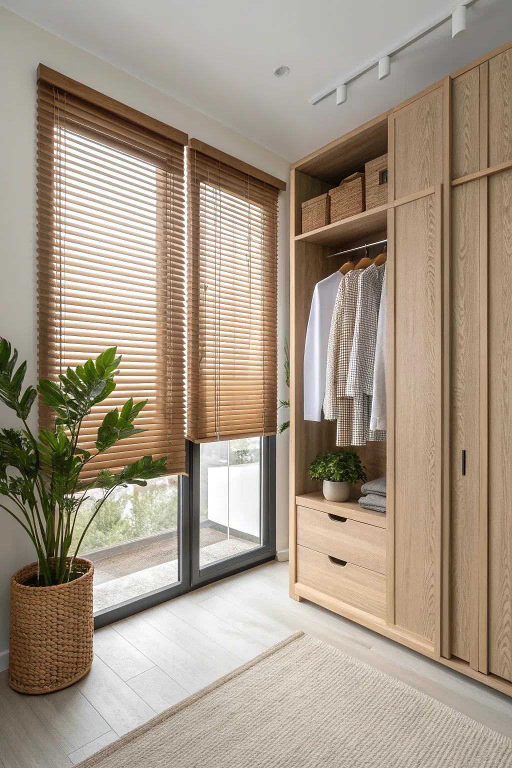Elevate your closet's design with streamlined upright panels for a crisp, minimalist design.