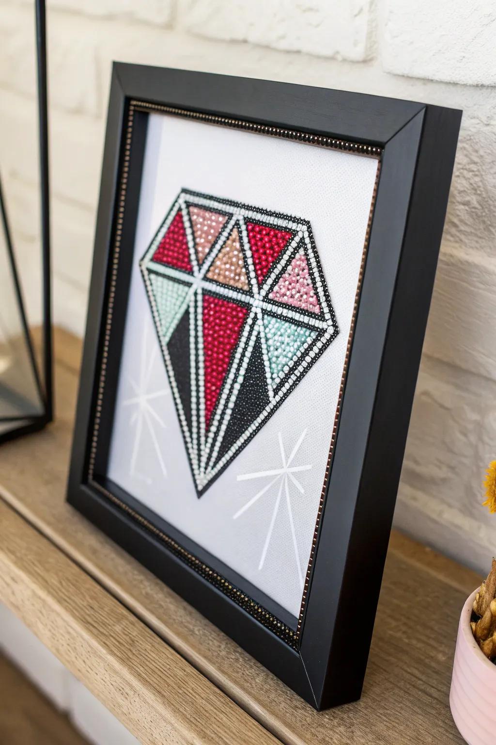 Embrace production line chic: Sleek metal borders meet shining diamond art for a bold yet minimalist statement.