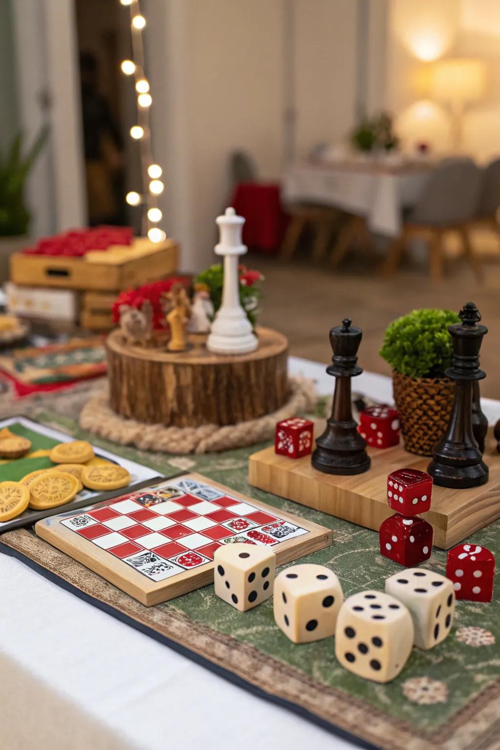 Decorative accents that enhance the game night's theme.