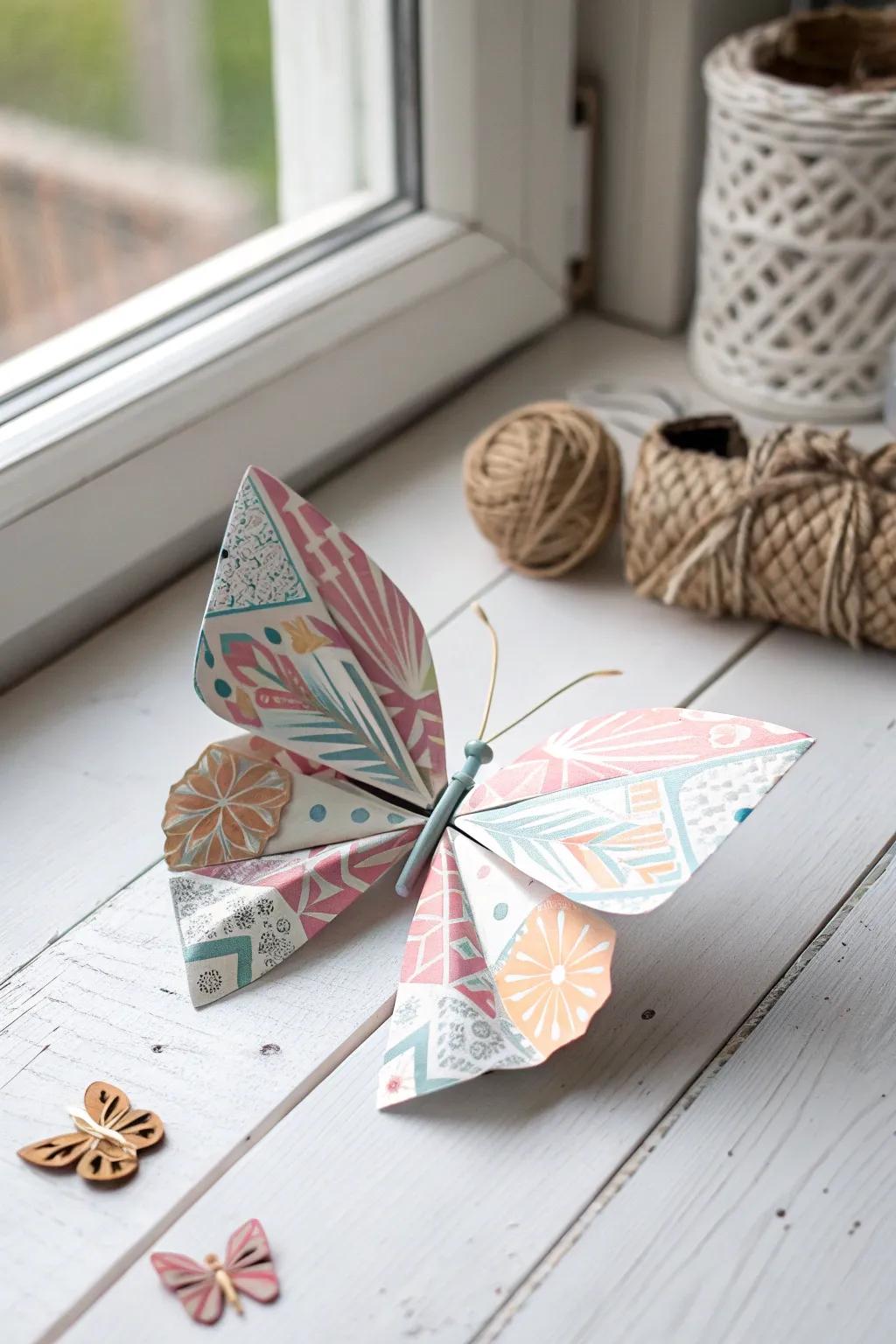 Transform your environment with a dash of playfulness, utilizing patterned craft paper butterflies.