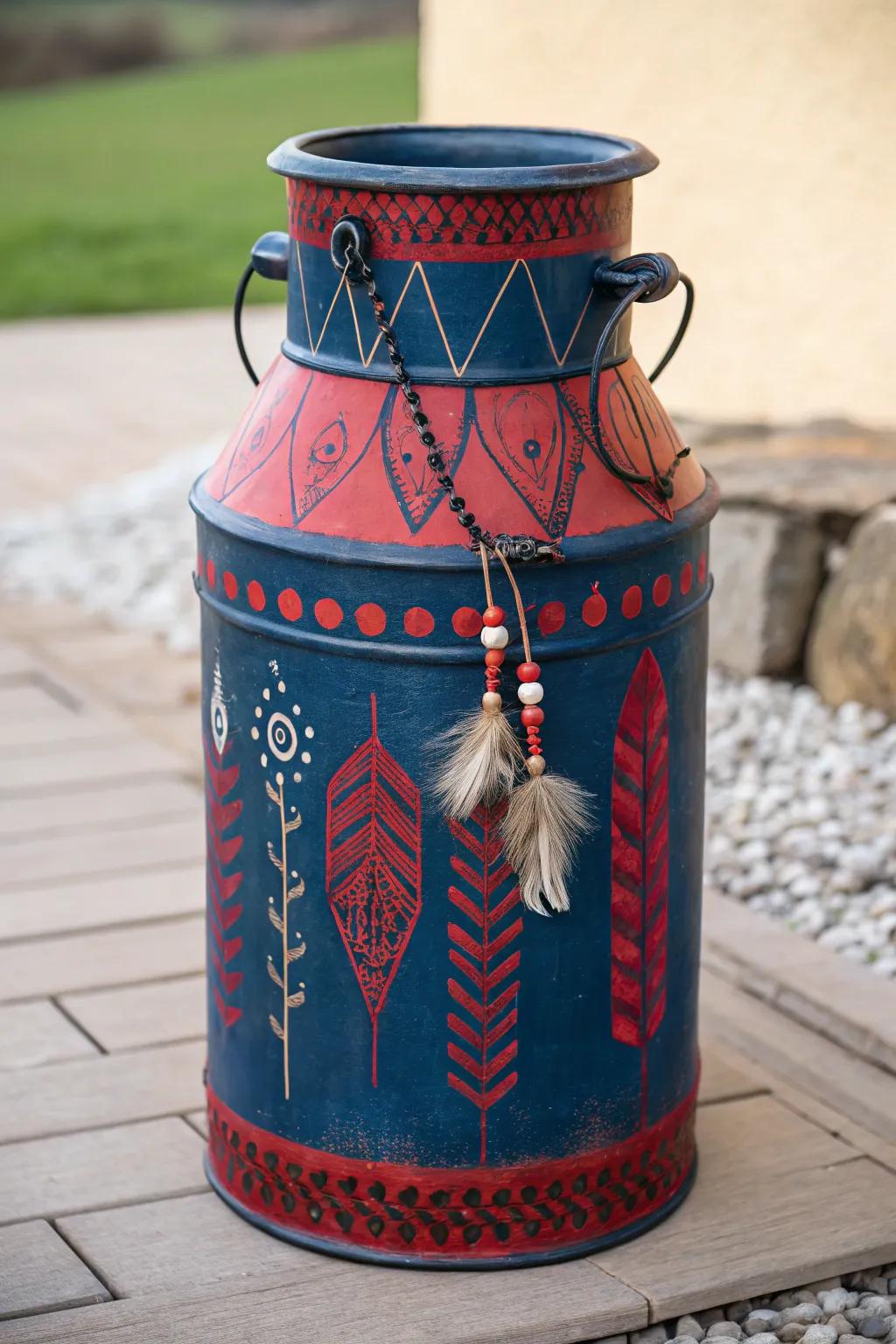 Transform your space with this charming metal canister sculpture, where simplicity meets Boho charm.