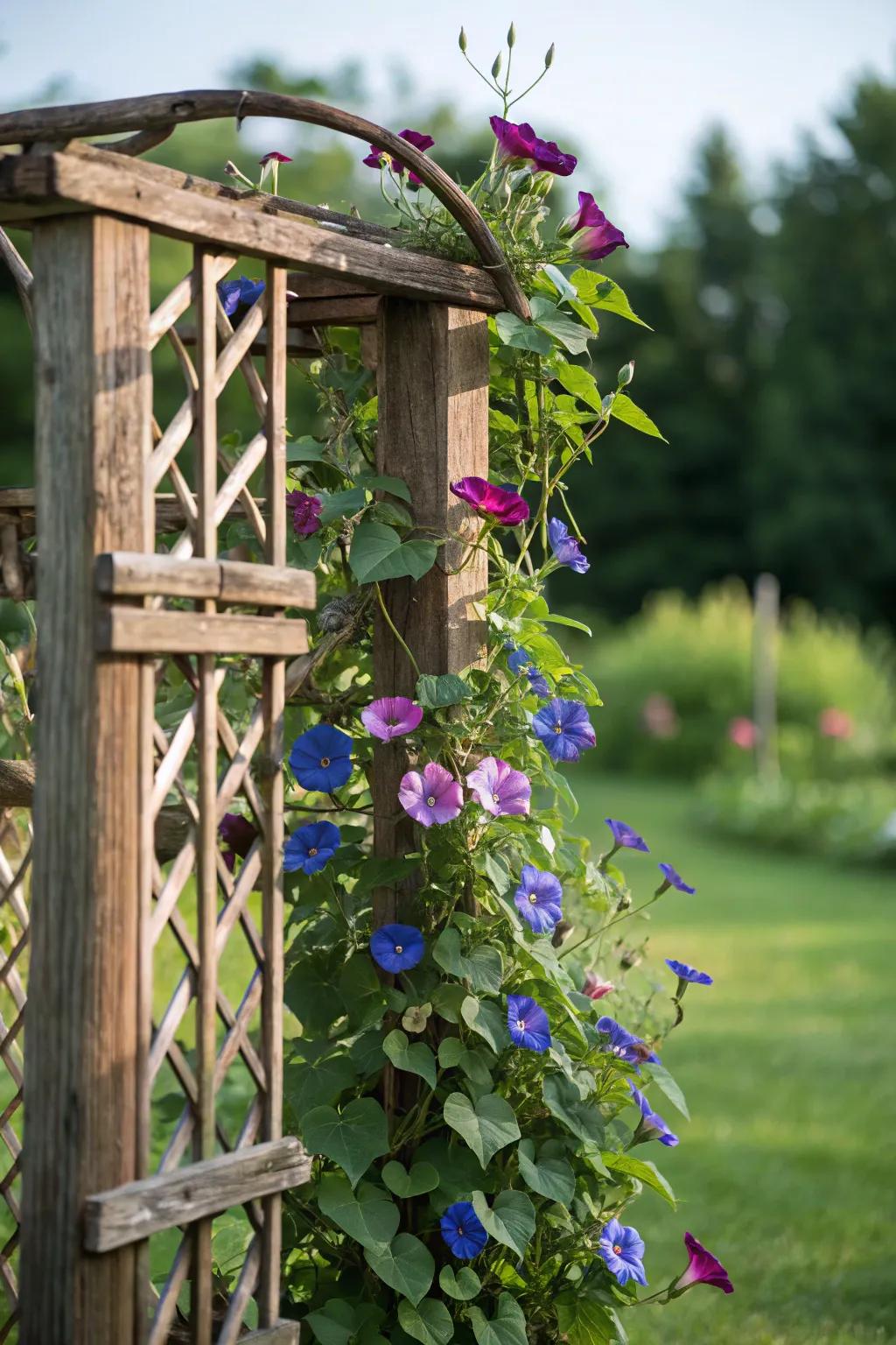 Refine your garden's seclusion through the timeless splendor of a structure embellished with morning glories.