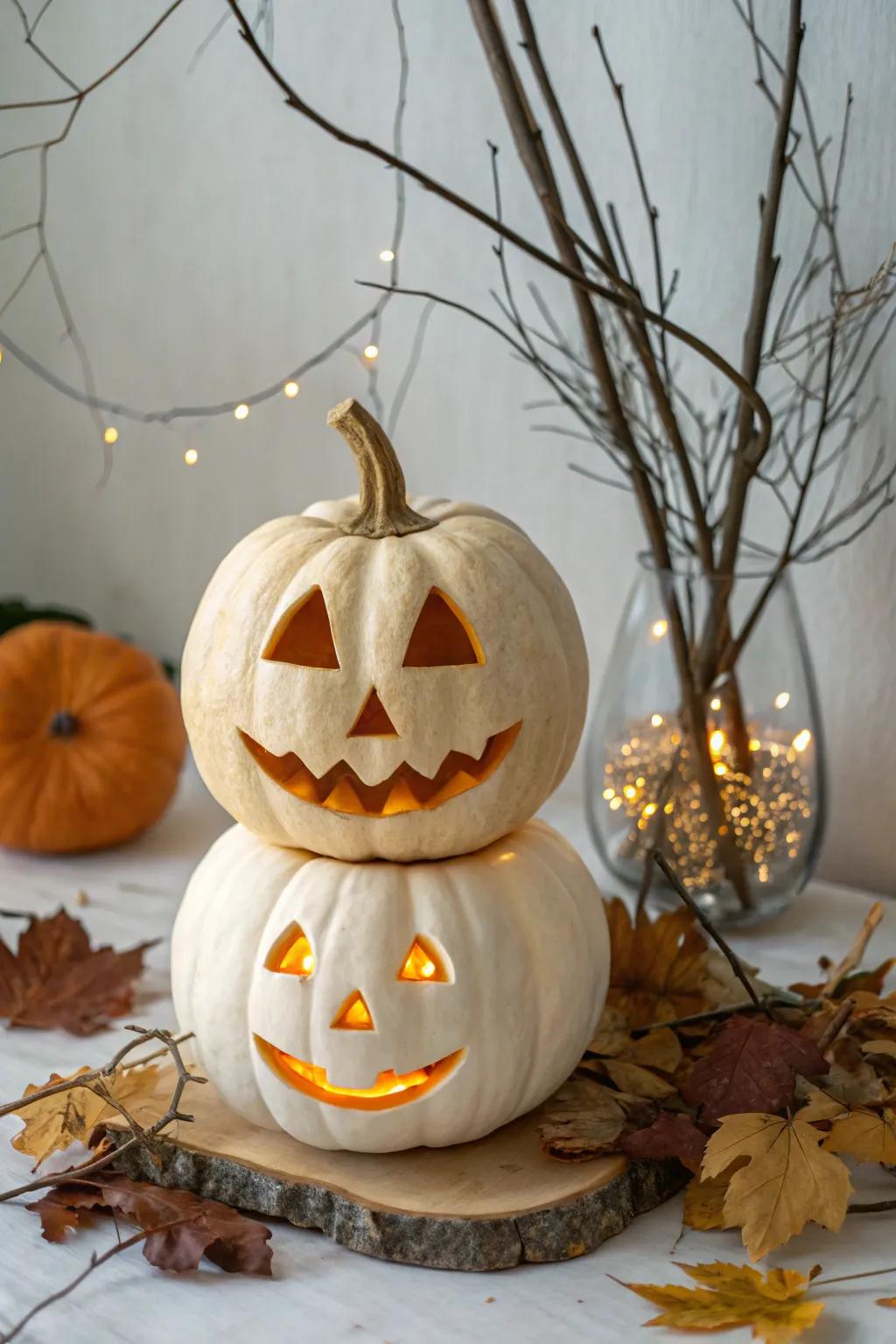 Double the Fright, Double the Appeal: remarkable stacked Jack-o'-lanterns to create a Halloween to remember!