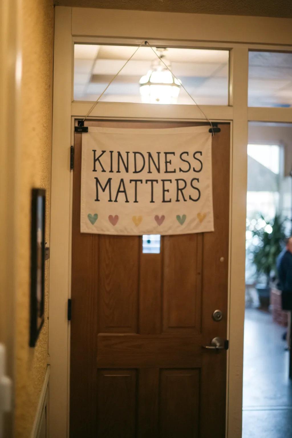 A customizable bunting sustains a dynamic kindness theme.