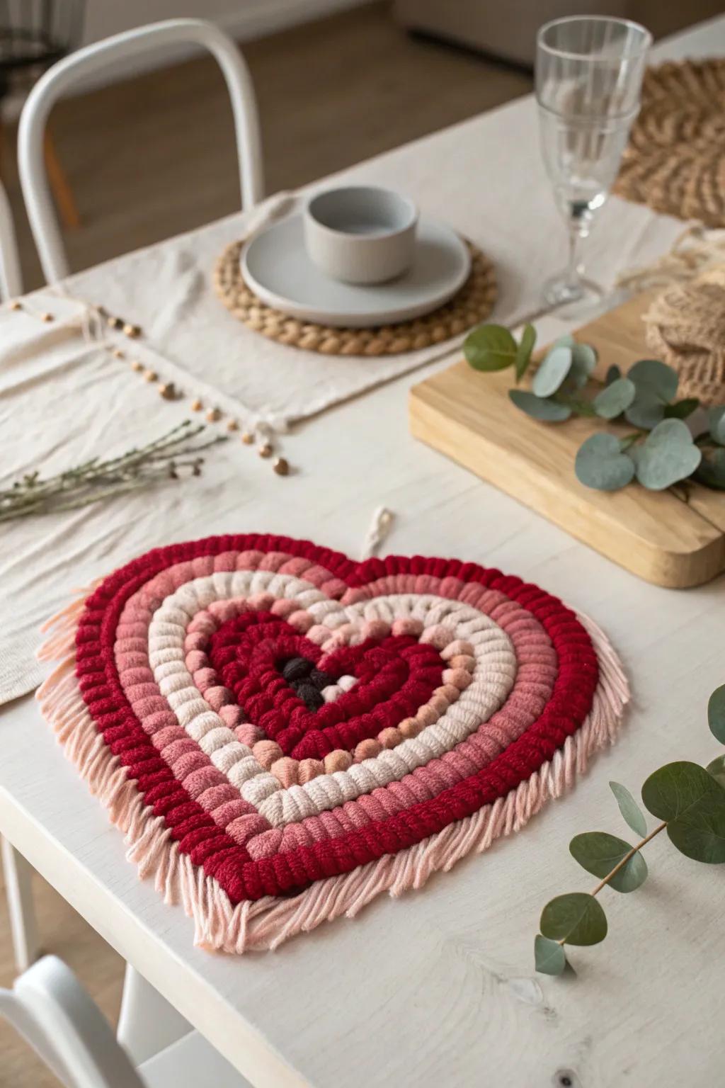 Introduce a touch of love to your space with this stunning loop fiber heart decor—perfect for a cozy, stylish centerpiece!