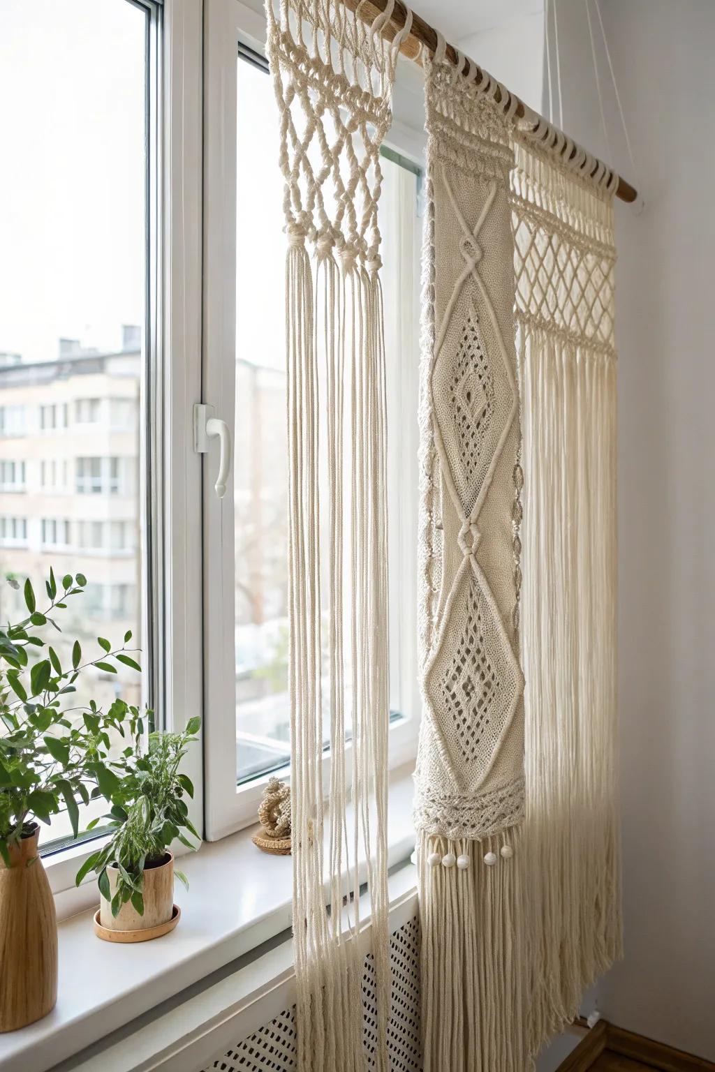 Transform your space with retro-inspired macrame window coverings that blend heritage, allure, and minimalist elegance.