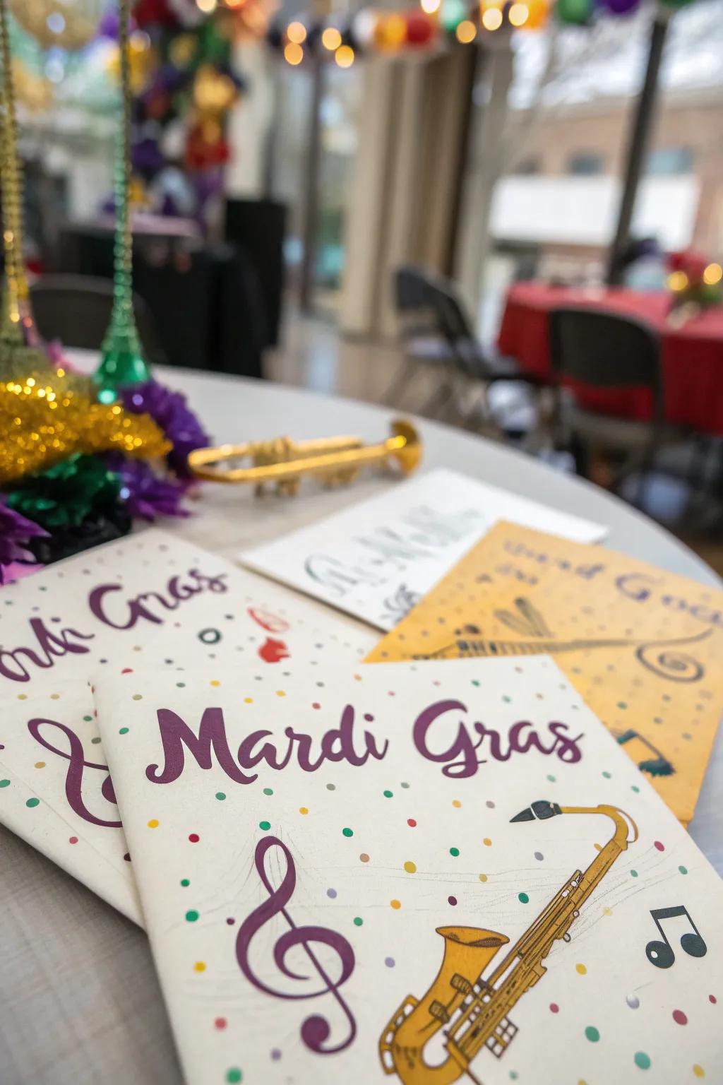 Jazz components infuse the cadence of New Orleans into your invitations.