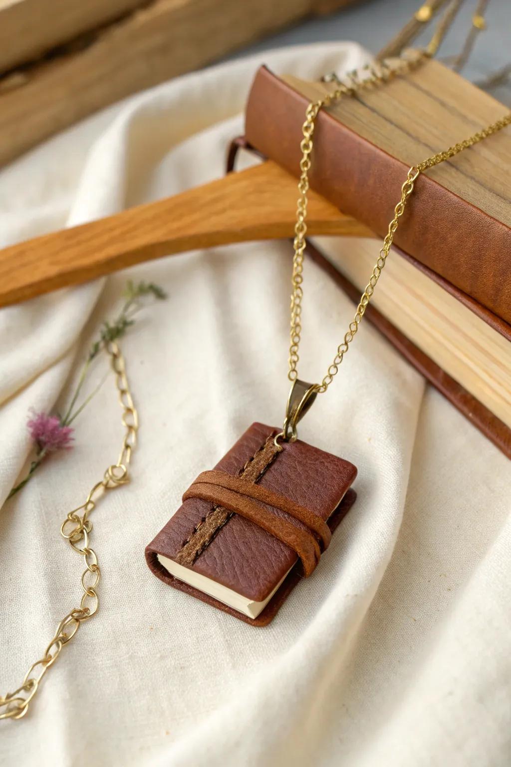 Wear your passion for literature: a charming mini book pendant that tells a story of its own.