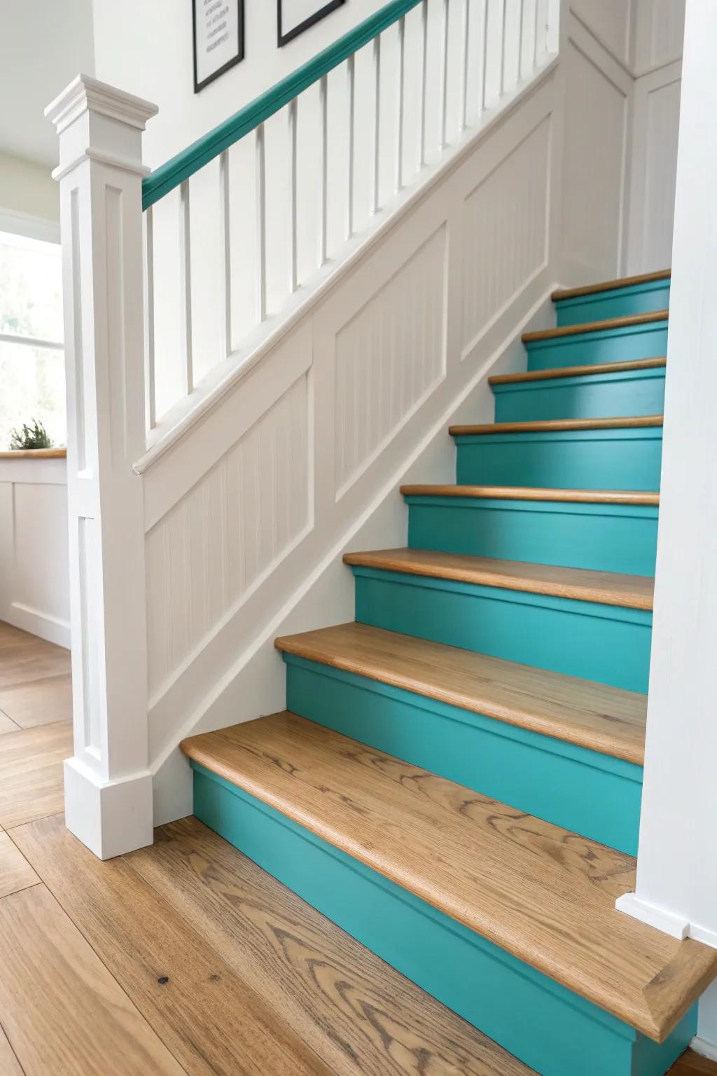 Upgrade your steps with a teal splash—where simple design meets lively elegance.