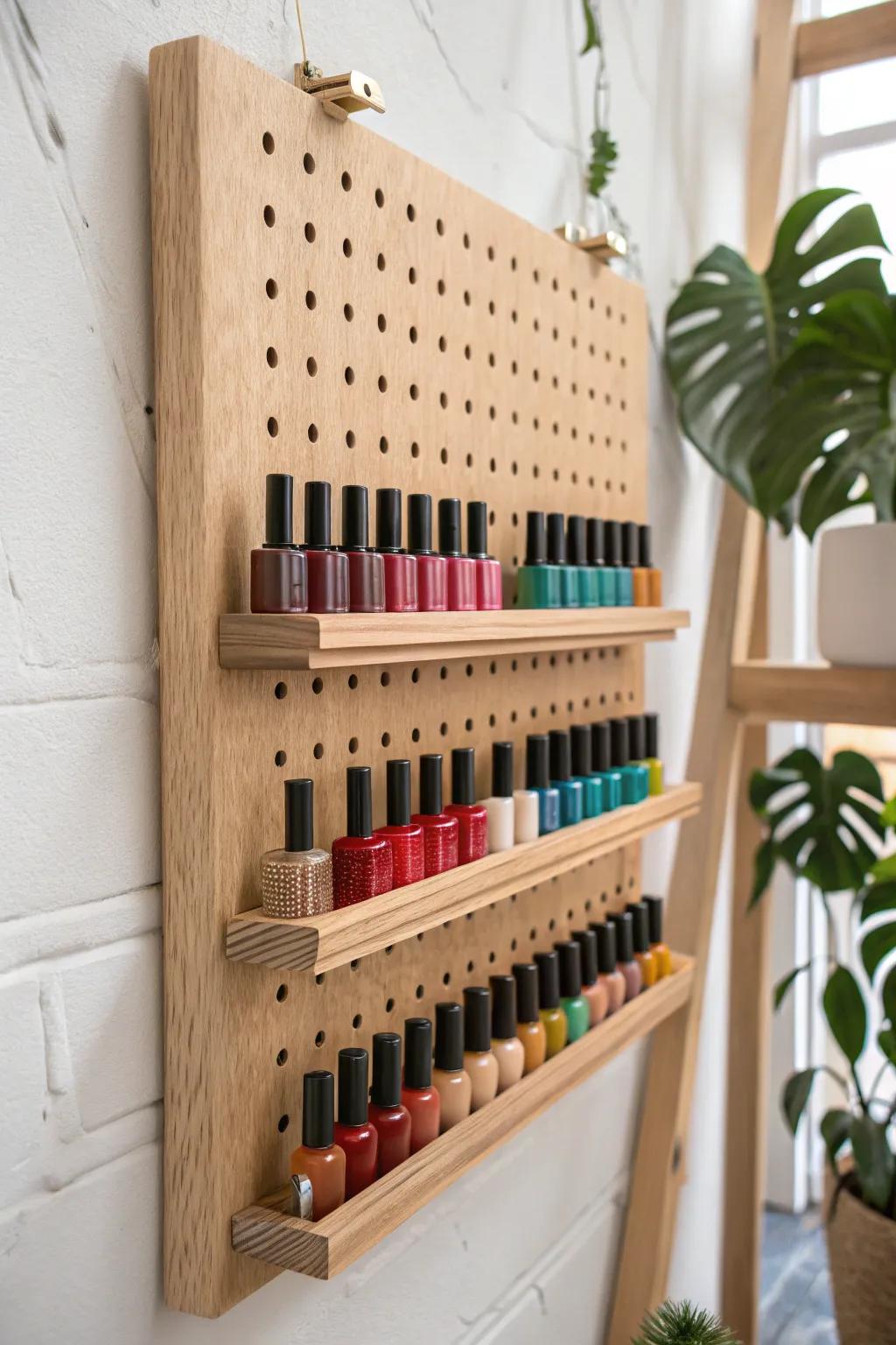 Transform your enamel compilation into a work of art via this chic perforated board exhibition that unifies Scandinavian minimalism accompanied by a Bohemian flair.