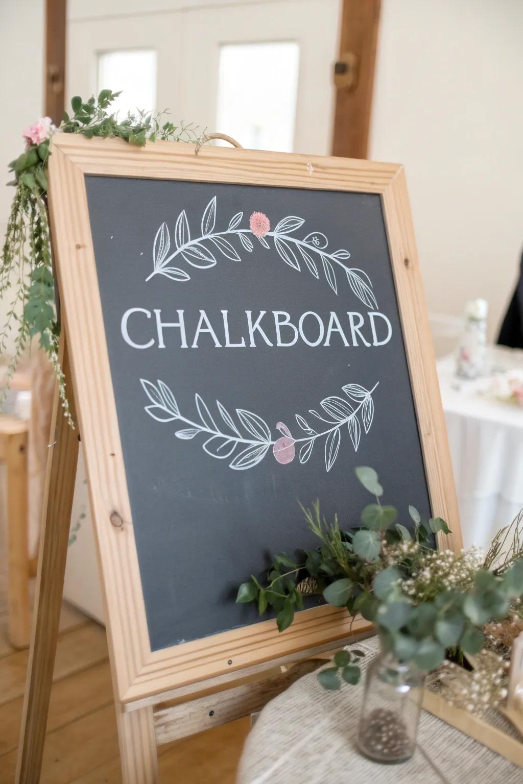 Embrace the elegance of straightforwardness with personalized slate board title artistry, where nostalgia harmonizes with Scandinavian allure.