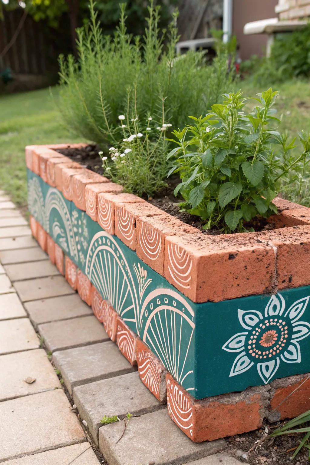 Transform your garden using bold and beautiful brick planter borders. #GardenInspiration #BohoChic