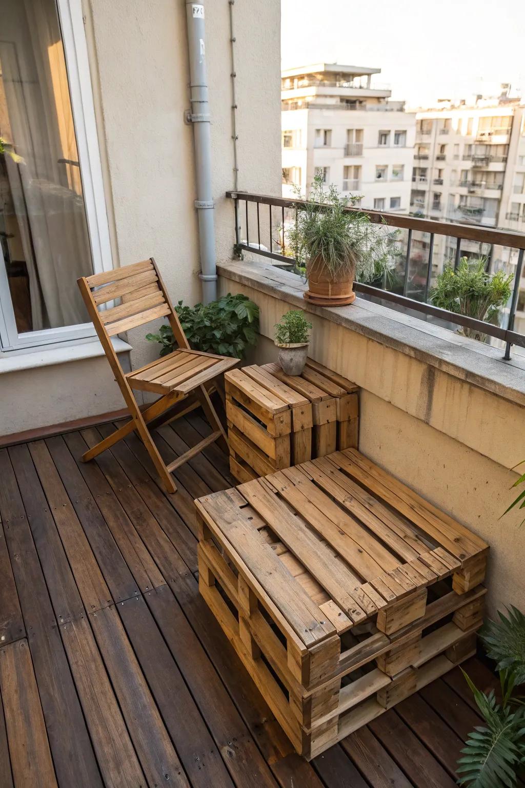 Transmute your restricted expanse into a snug sanctuary through this compact platform terrace—where artistry converges with solace.