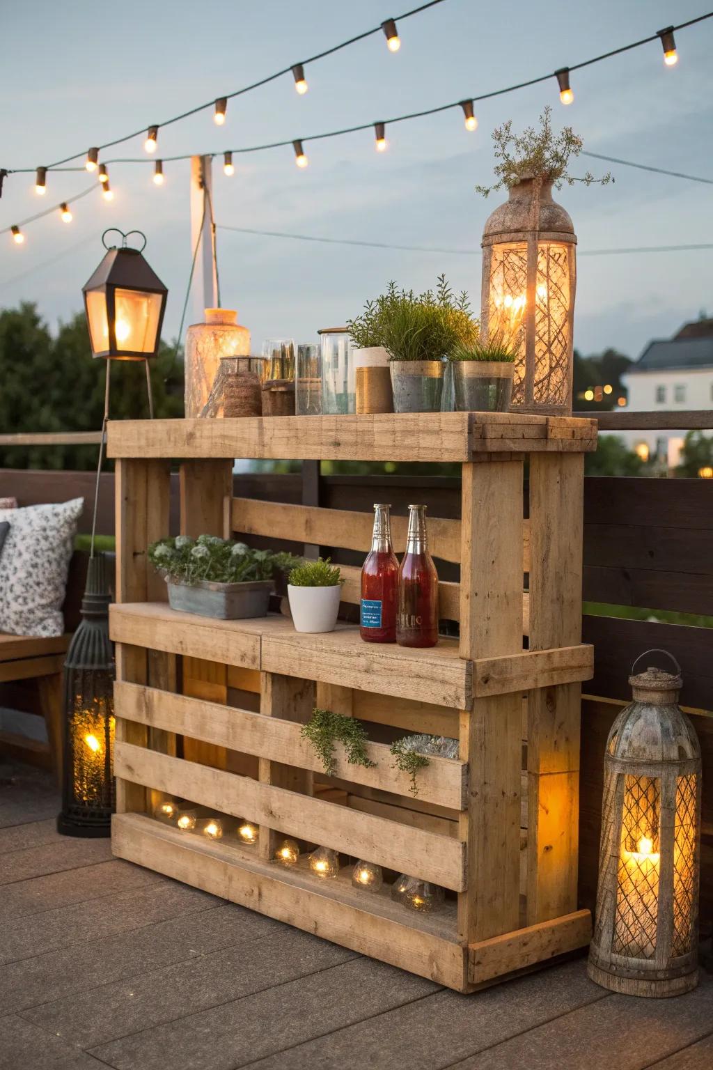 Craft Your Perfect Alfresco Ambiance with a Rustic Pallet Rack.