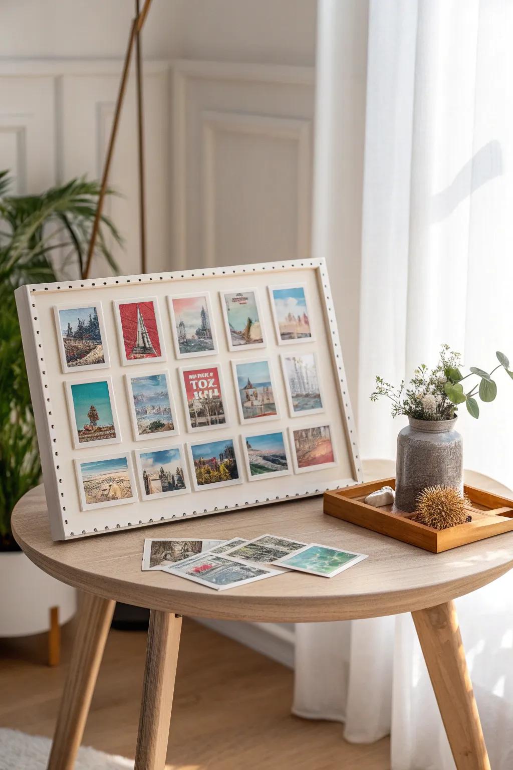 Capture your adventures in a unique way with a postage stamp collage—where every journey becomes a timeless piece of art.