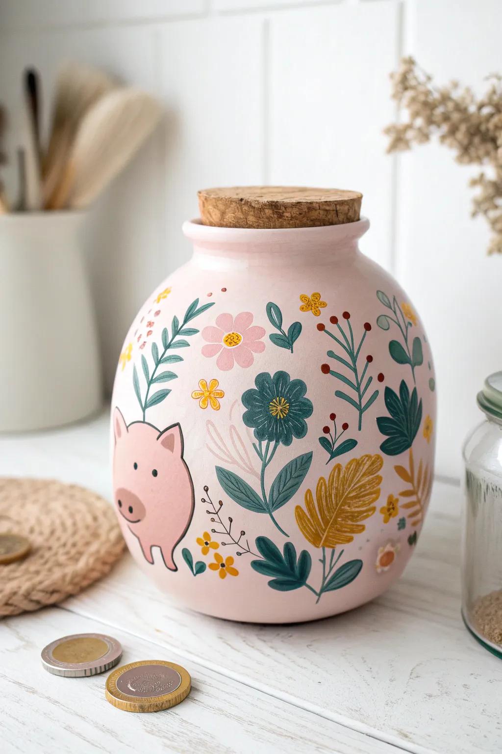 Crafted Charm: Transform an uncomplicated jar into a whimsical piggy reserve and inspire little savers!