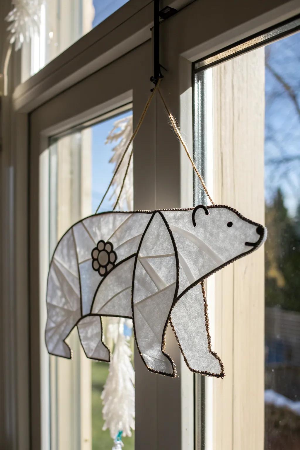 Capture the enchantment of sunlight with this whimsical Frigid Bear Suncatcher, an ideal blend of minimalism and natural excellence.