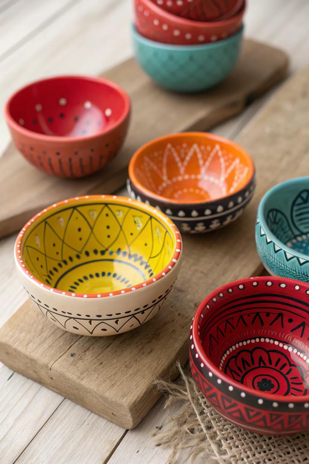 Introduce a dash of pigmentation and charm to your décor with these enchanting scaled earthen dishes, impeccable for harboring minuscule treasures.