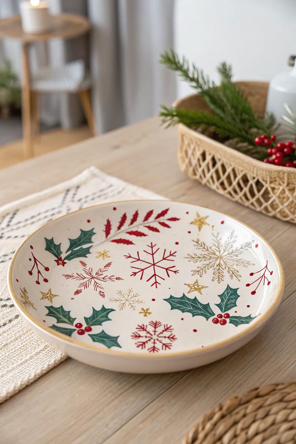 Celebrate the season through a bespoke pigmented plate—a keepsake that integrates celebratory charm with minimalistic elegance.