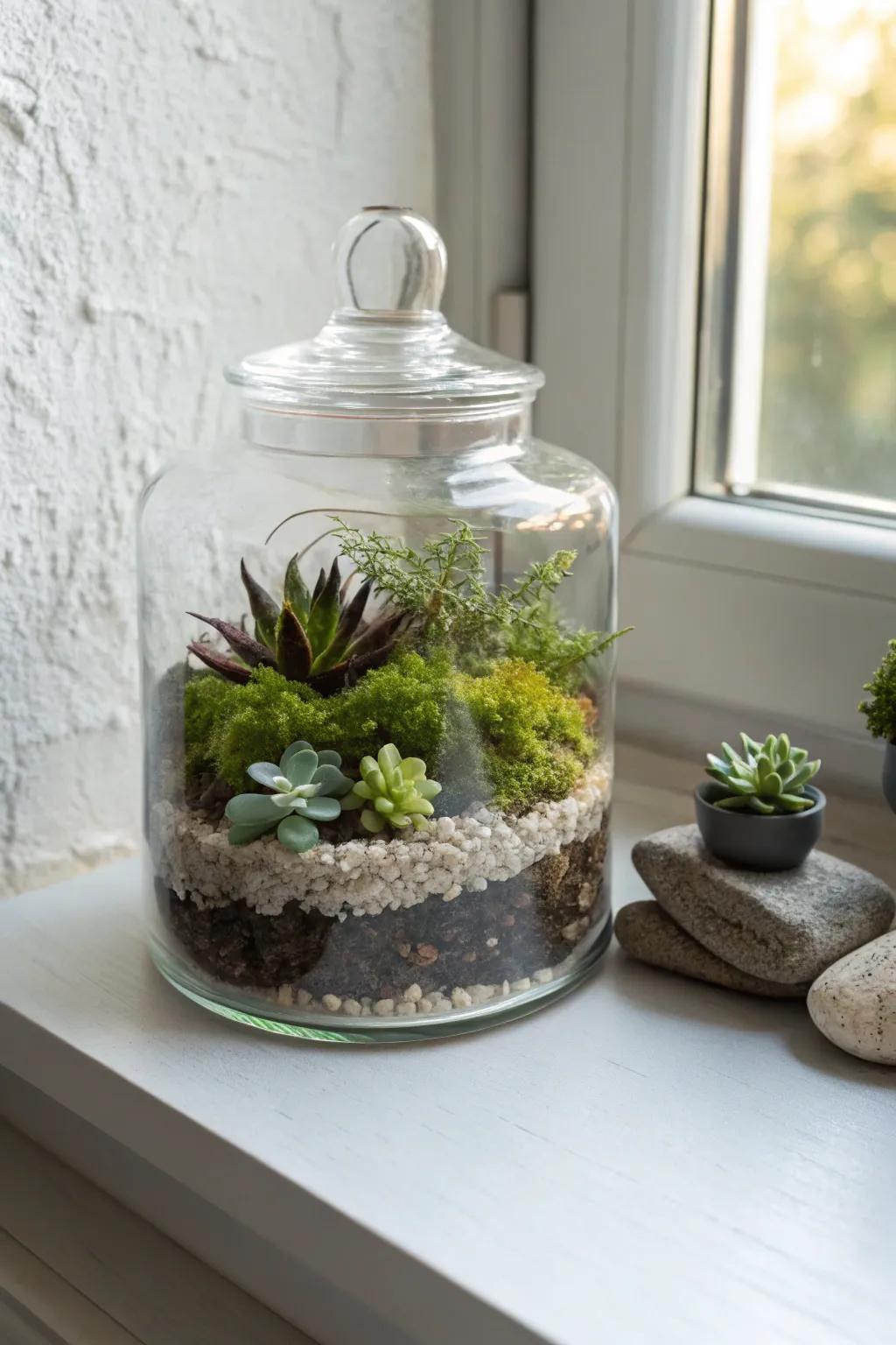 Introduce a touch of the outdoors with a charming preserving cylinder habitat—your personalized green world crafted from repurposed materials!