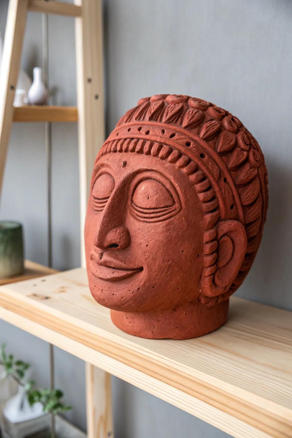 Meet your novel ledge companion - a whimsical earthenware face that imparts persona and allure to any minimalist expanse.