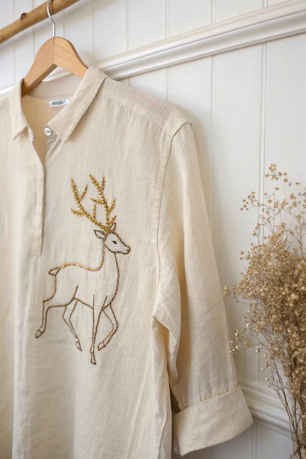 Embrace elegance with a minimalist deer design, where simplicity converges with shimmer.