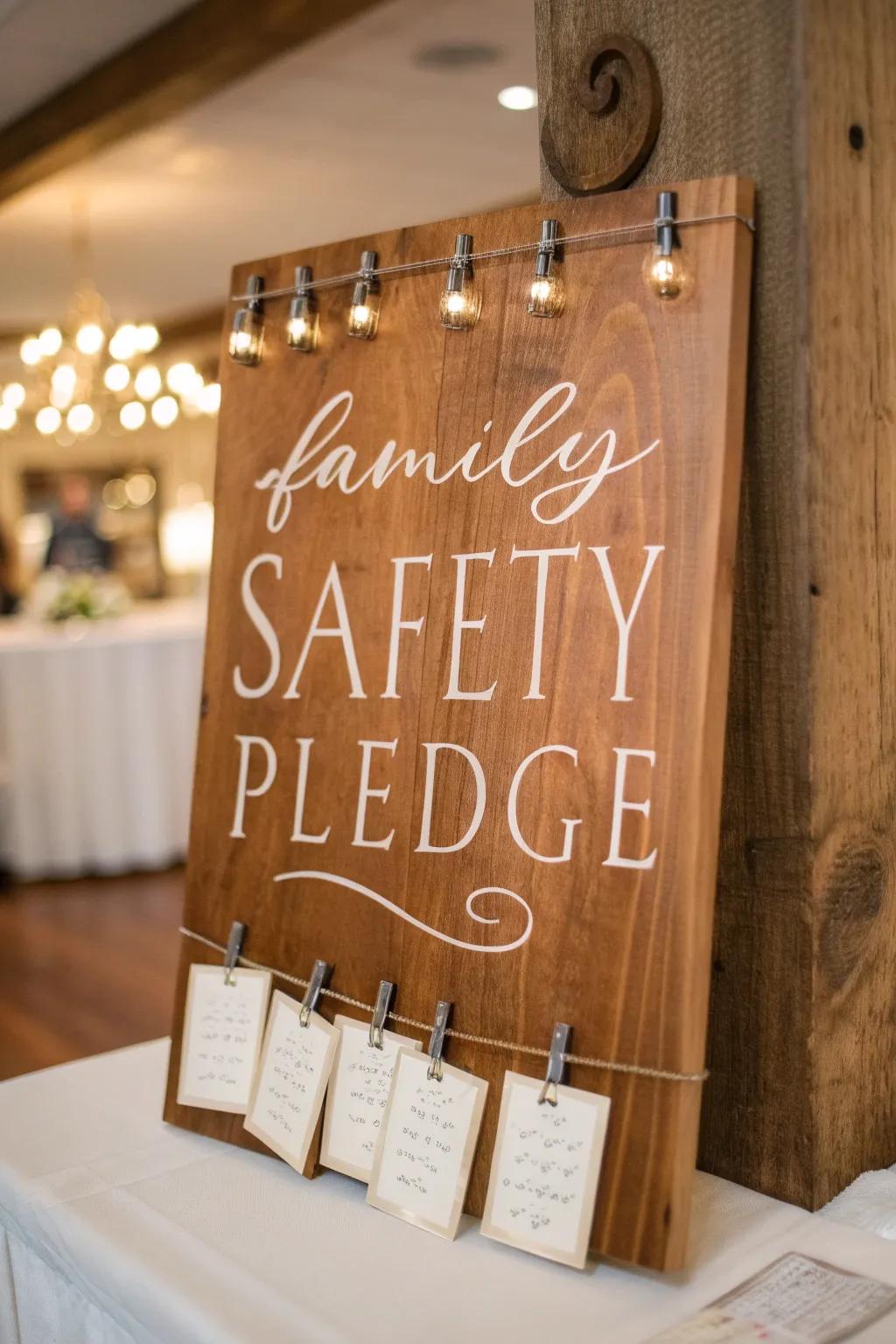 Commitment to Safety: Our family's agreement beautifully displayed on an artfully created board.
