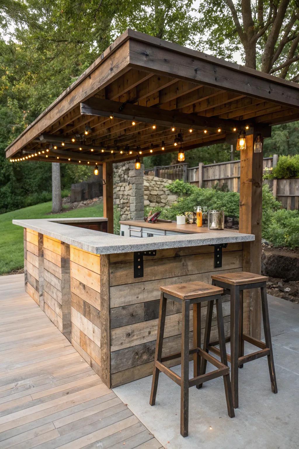 Transform leftover decking planks into a striking outdoor bar for endless summer fun.