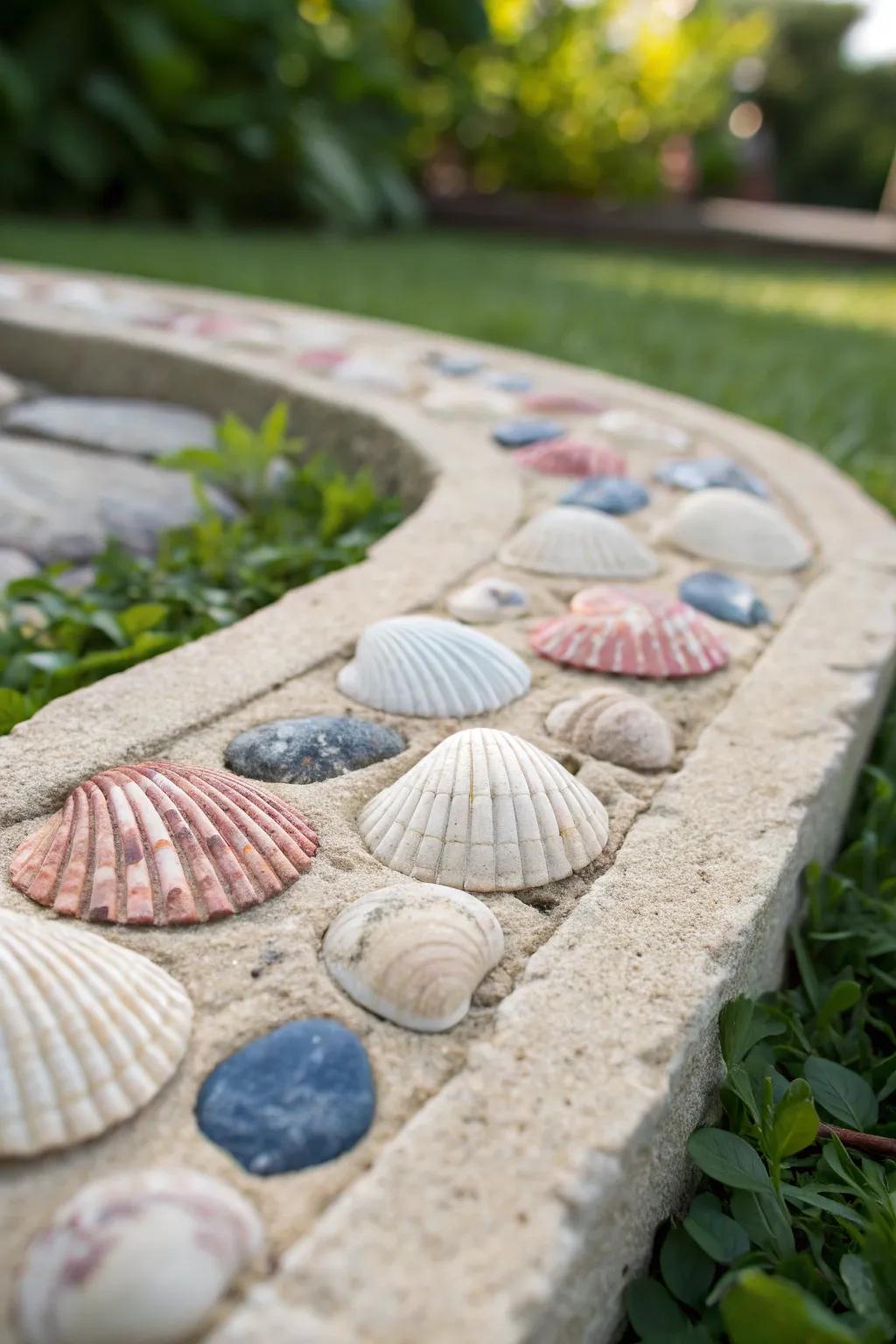 Revamp your garden using the genuine refinement of handmade shell pathway ornaments. 🌿✨ #ScandinavianStyle #BohoChic