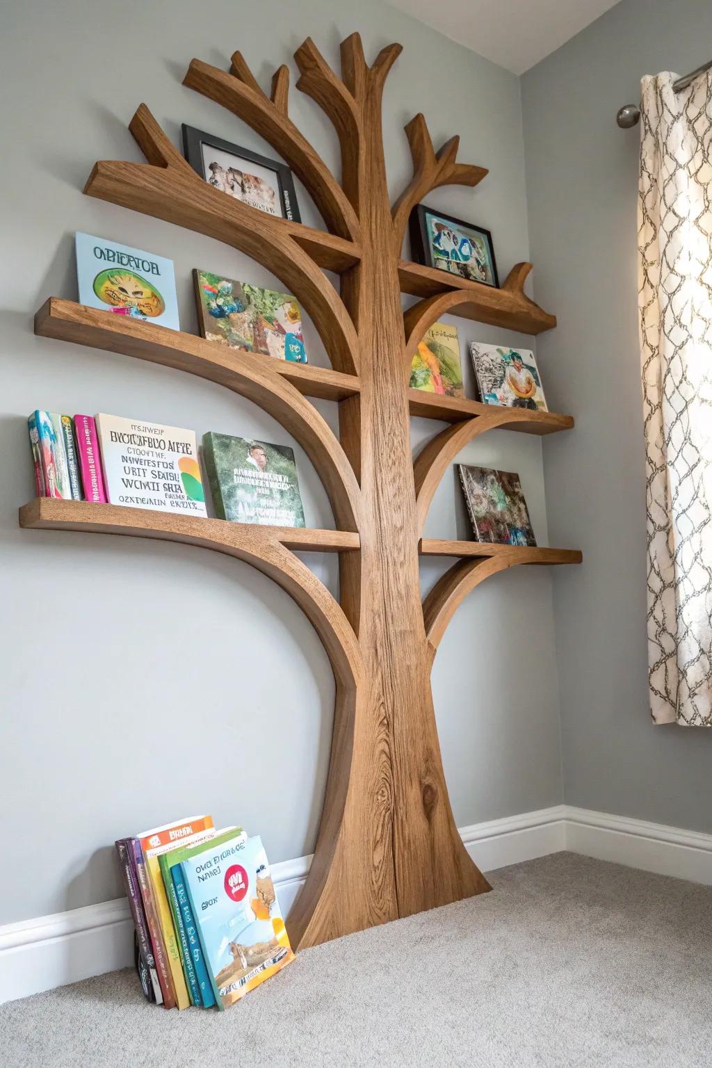 Introduce whimsy and utility to any chamber with a DIY arboreal bookshelf—where narratives spring to life.