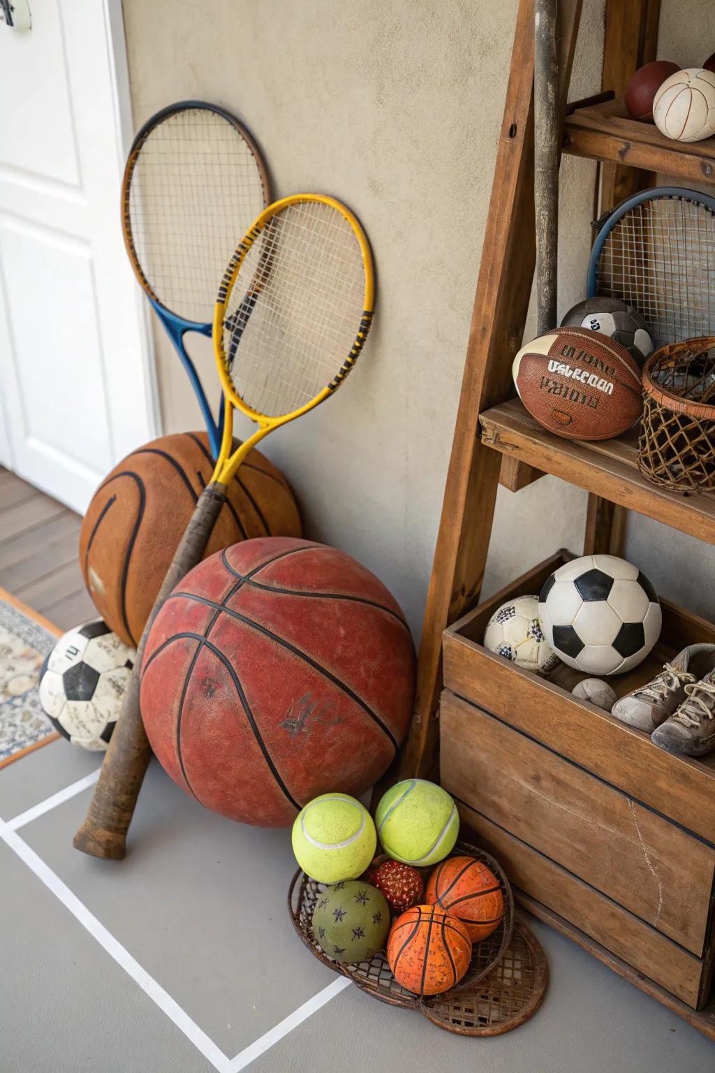 Eco-conscious decor created from upcycled athletic gear.